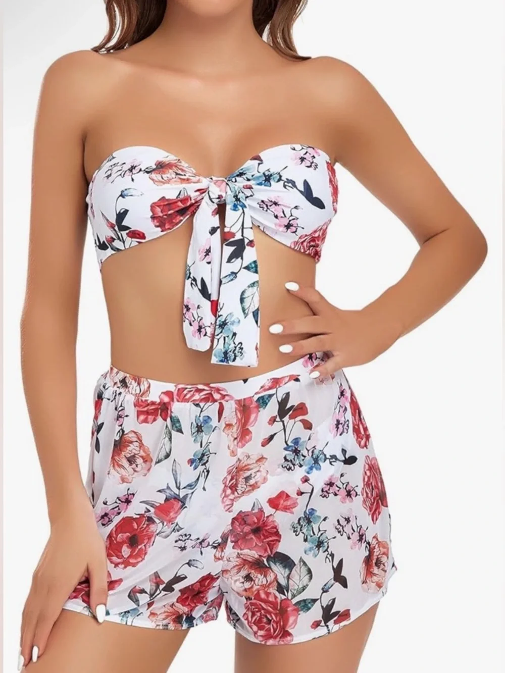 πΈβοΈ NWT Sexy Floral 3-Piece Bikini & Shorts Set β Edelqual ππ - Picture 1 of 13